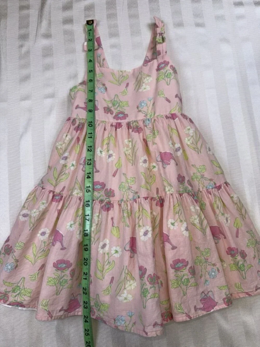 Sigrid Olsen Kids Girls Size 4 Summer Dress Pink Floral Cotton Lined Tiered